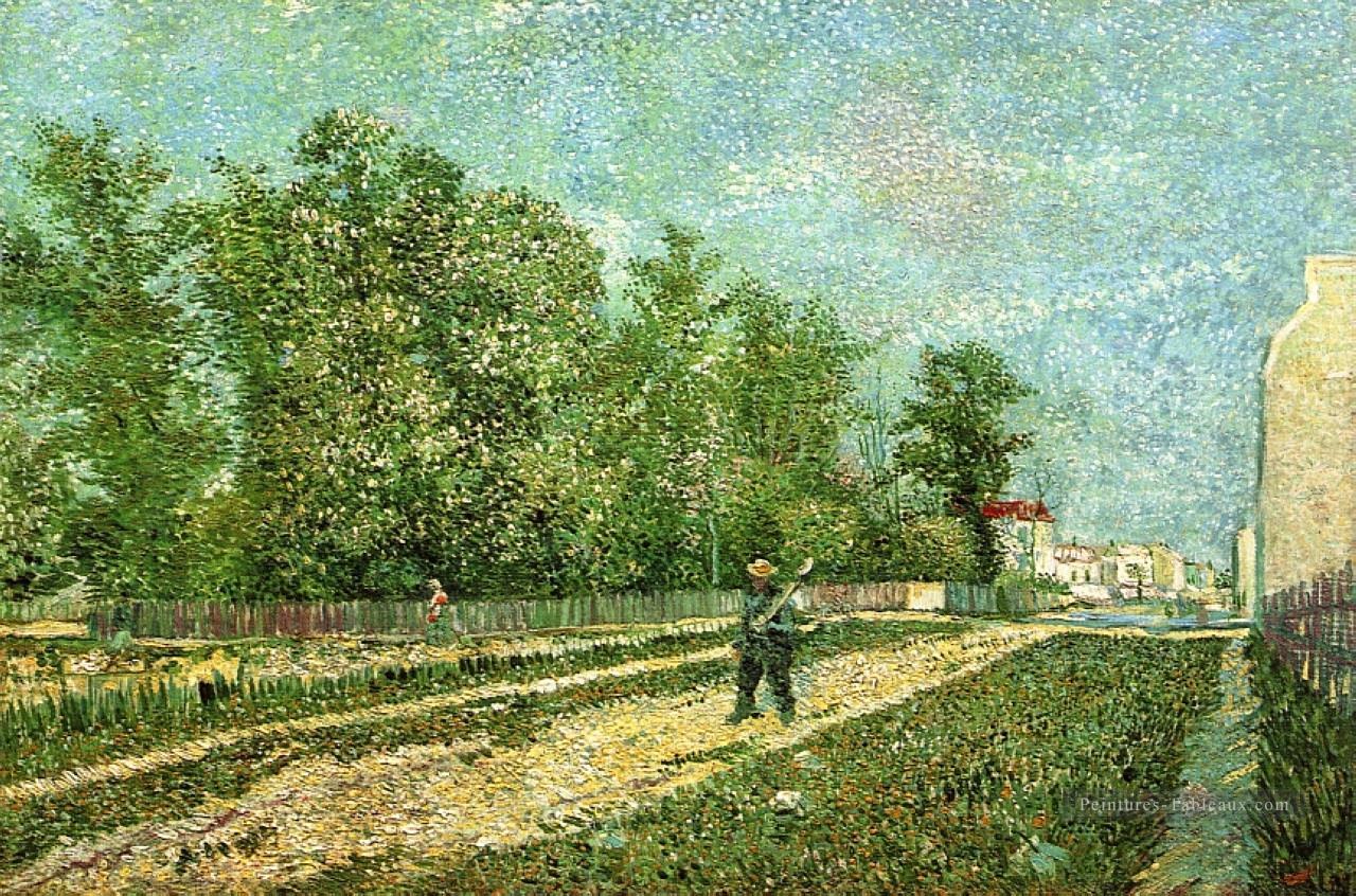 Homme avec Spade dans une banlieue de Paris Vincent van Gogh Peintures à l'huile